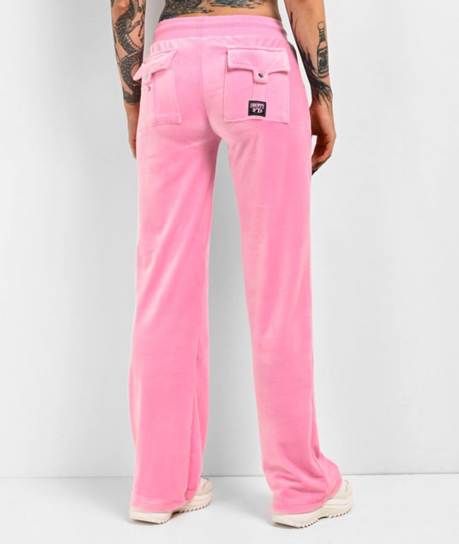 FB County Pink Velour Track Pants - thumbnail 2