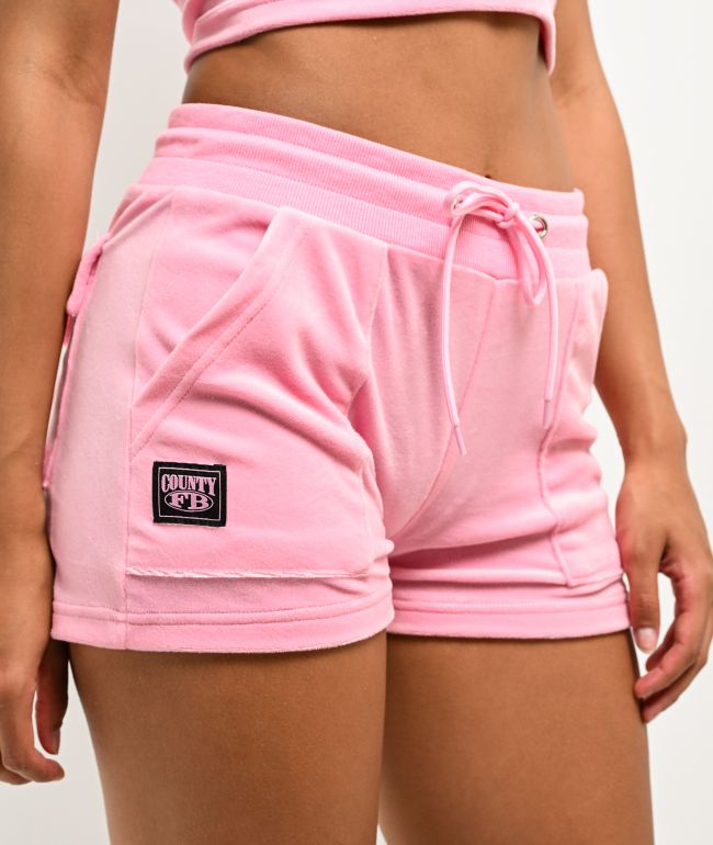 FB County Pink Velour Track Shorts - thumbnail 3
