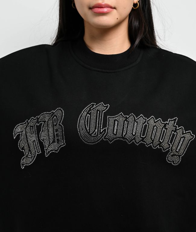 FB County Rhinestone Black Crewneck Sweatshirt - thumbnail 3