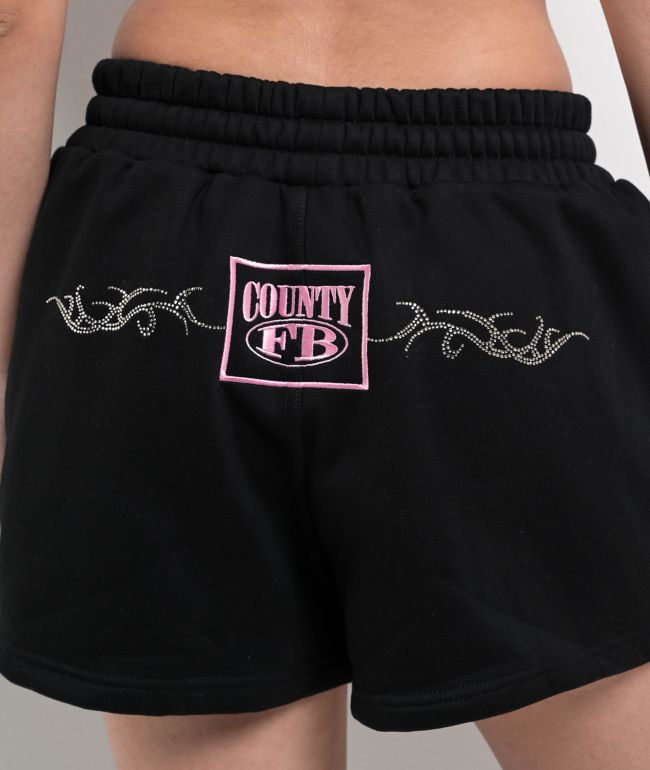 FB County Rhinestone Black Sweat Shorts - thumbnail 3