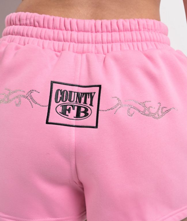 FB County Rhinestone Pink Sweat Shorts - thumbnail 3