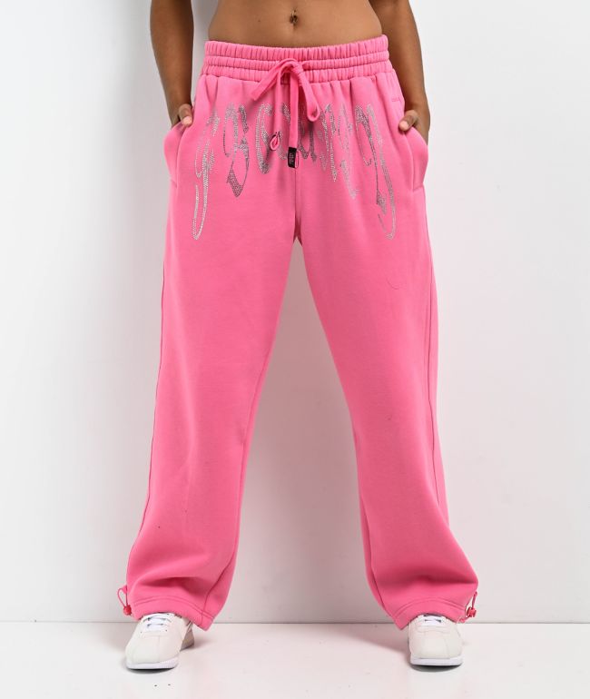 FB County Rhinestone Pink Sweatpants