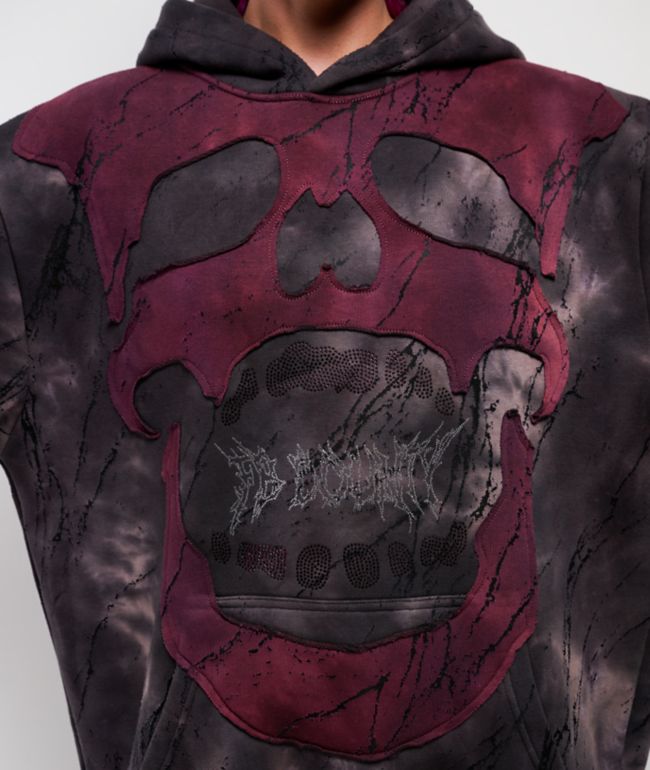 FB County Rhinestone Skull Black Wash Hoodie - thumbnail 3