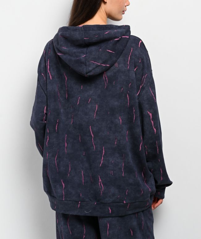 FB County Ripped Up Black Wash Hoodie - thumbnail 2