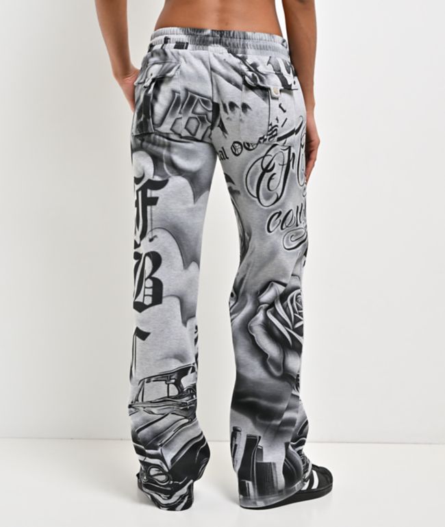 FB County Tatted Up Grey Straight Leg Sweatpants - thumbnail 2