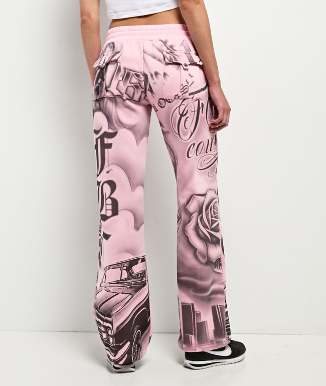 FB County Tatted Up Pink Straight Leg Sweatpants - thumbnail 2
