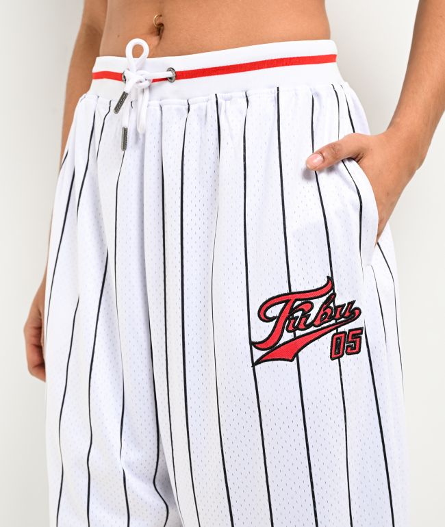 FUBU Varsity Pinstripe White Mesh Shorts - thumbnail 3