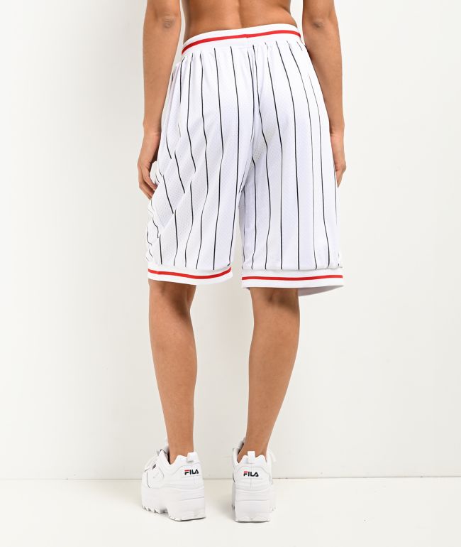 FUBU Varsity Pinstripe White Mesh Shorts - thumbnail 2