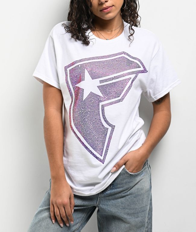 Famous Stars & Straps BOH Rhinestone White T-Shirt