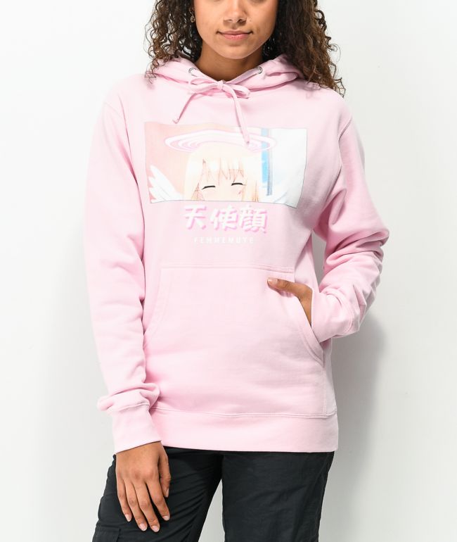 Femmemute Angel Face Pink Hoodie