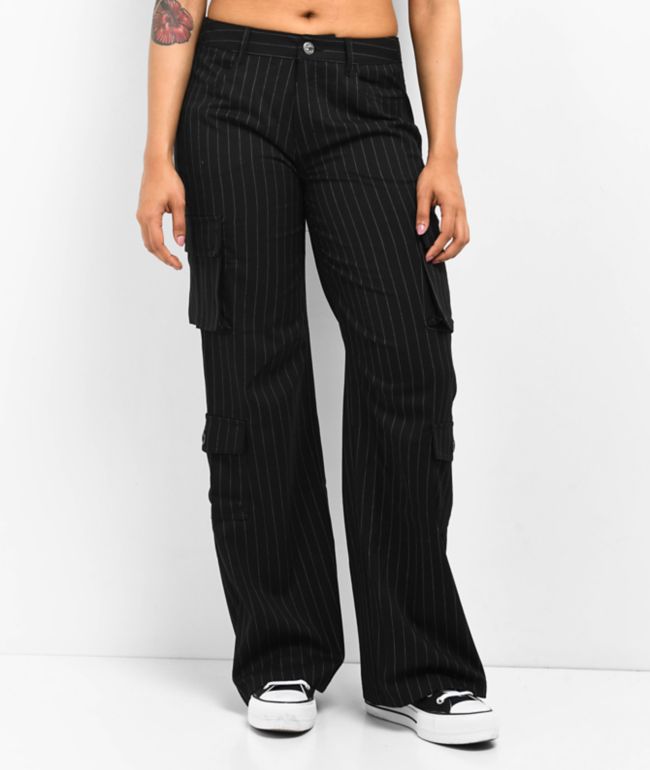 Fivestar General Low Rise Black Pinstripe Cargo Pants