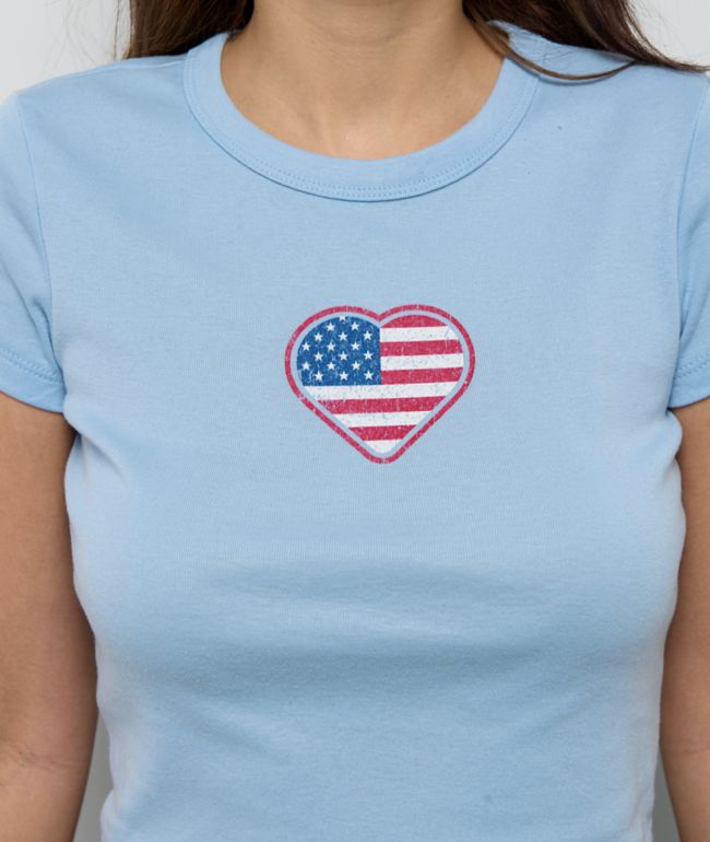 Freeworld Classically Pat Blue Crop T-Shirt - thumbnail 3