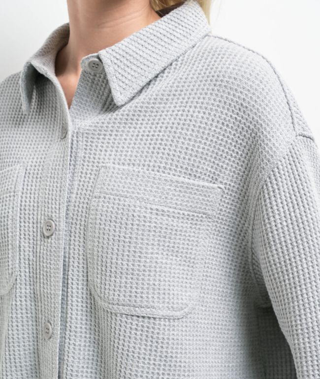 Freeworld Cleo Waffle Grey Flannel Shirt - thumbnail 3