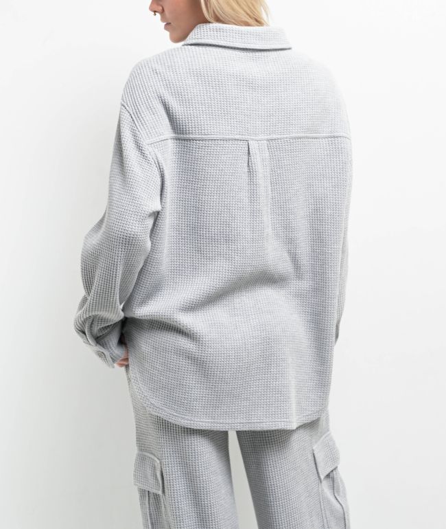Freeworld Cleo Waffle Grey Flannel Shirt - thumbnail 2