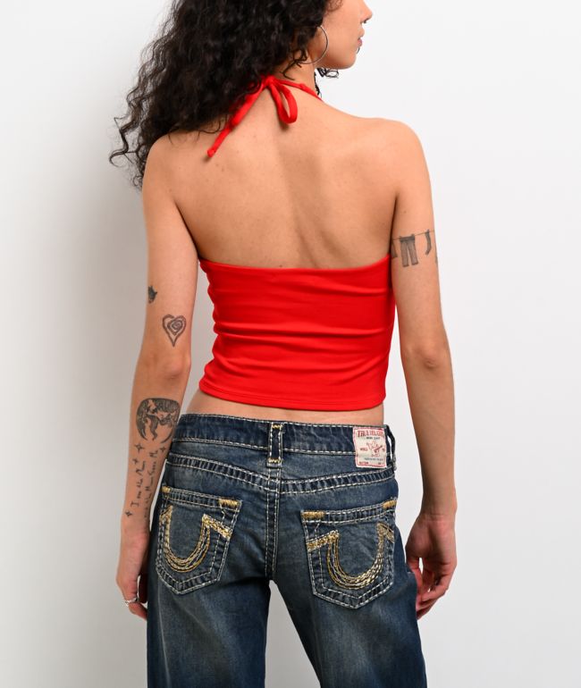 Freeworld Clover Flame Scarlet Halter Top - thumbnail 2