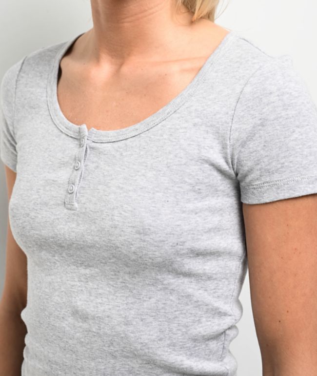 Freeworld Hannie Heather Grey Henley T-Shirt - thumbnail 3