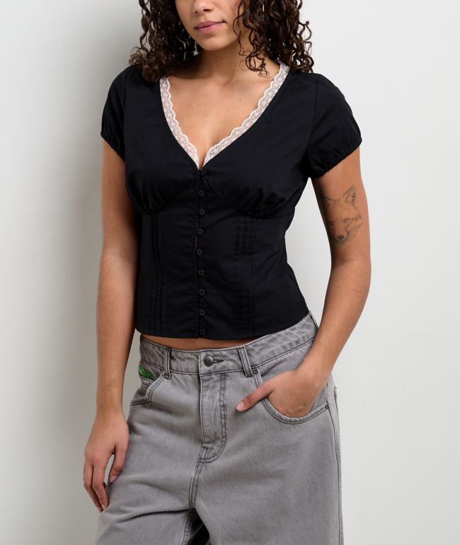 Freeworld Isabella Black Button Up Shirt