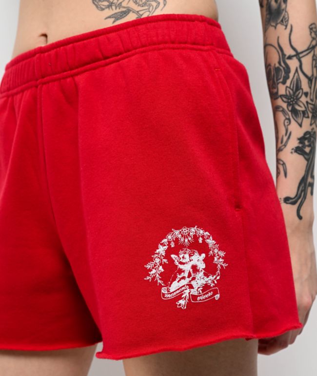 Freeworld Juliet Cutoff Red Sweat Shorts - thumbnail 3