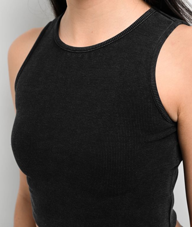 Freeworld Laney Black Wash Crop Tank Top - thumbnail 3