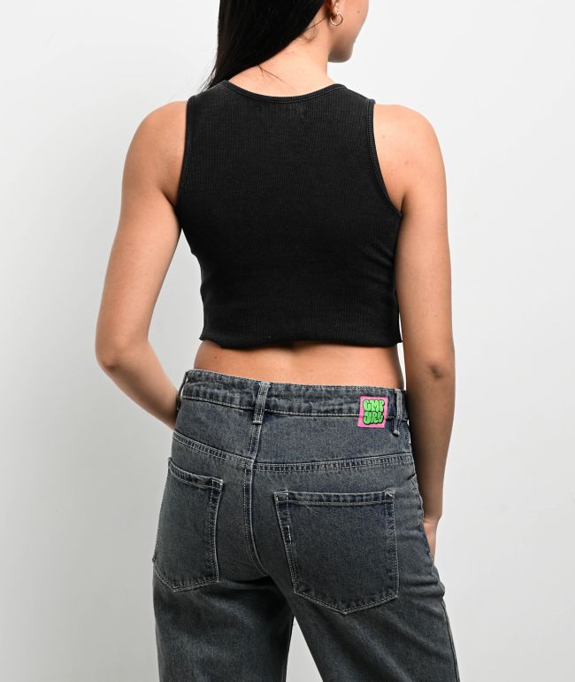 Freeworld Laney Black Wash Crop Tank Top - thumbnail 2