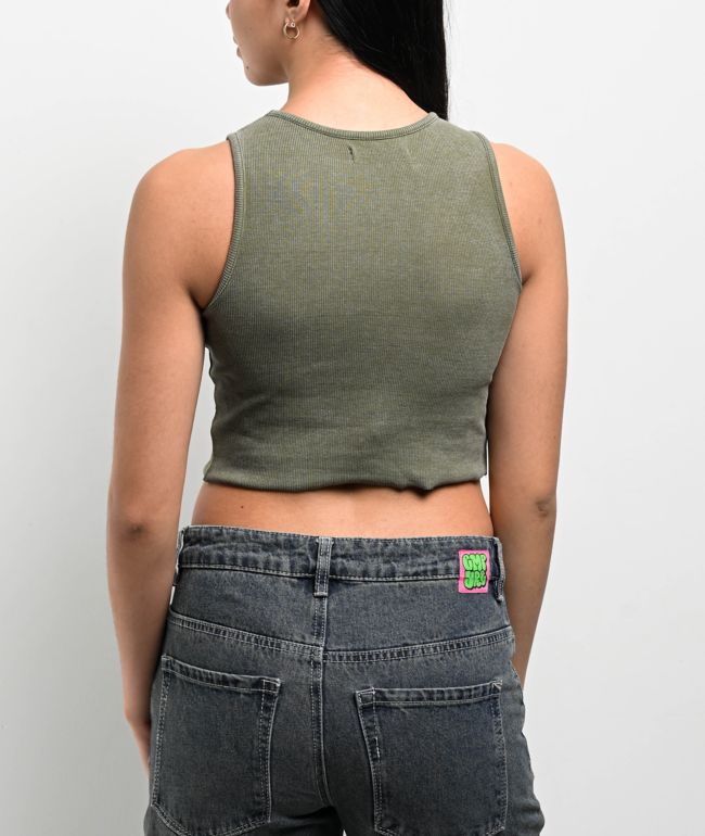 Freeworld Laney Green Wash Crop Tank Top - thumbnail 2