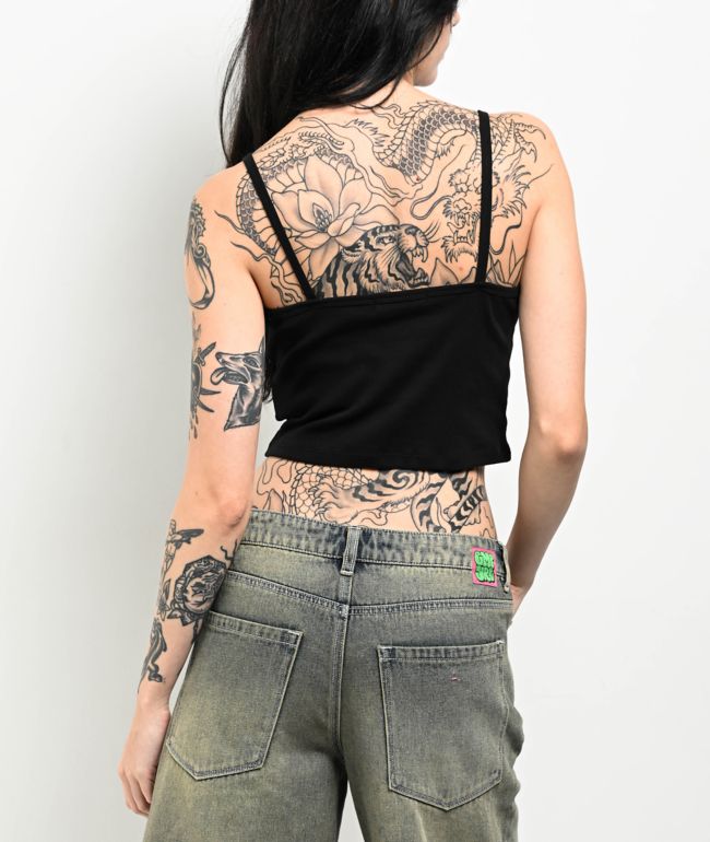 Freeworld Mirabelle Black Crop Tank Top - thumbnail 2