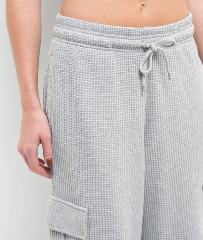 Freeworld Nola Waffle Grey Cargo Relaxed Sweatpants - thumbnail 3