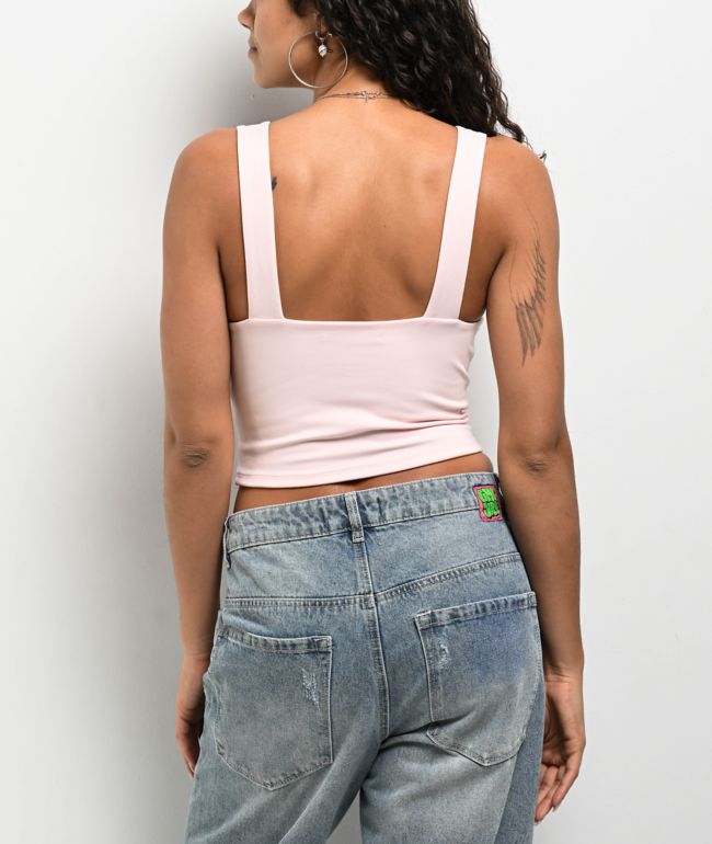 Freeworld Pheobe Pink V-Neck Crop Tank Top - thumbnail 2