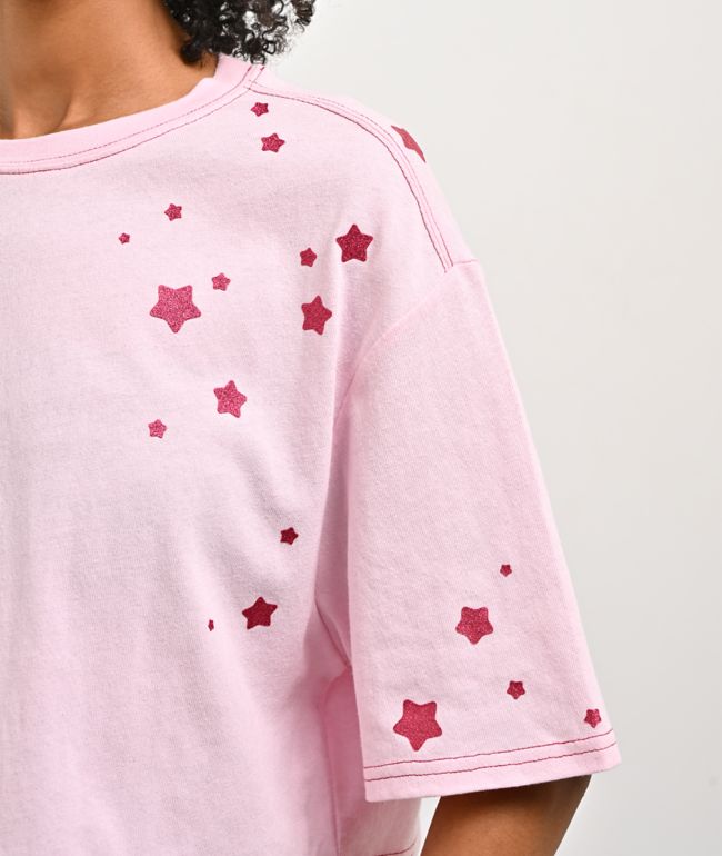 Freeworld Yulia Stars Pink Crop T-Shirt - thumbnail 3