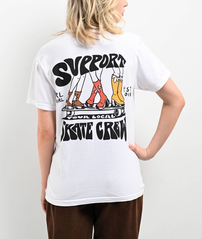 GRLSWIRL Skate Crew White T-Shirt - thumbnail 2