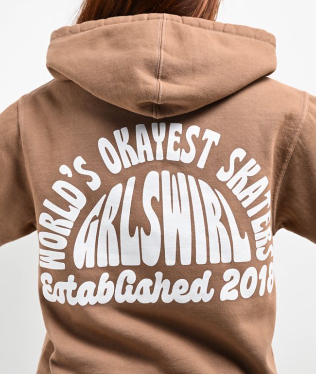 GRLSWIRL Skate Don't Hate Brown Hoodie - thumbnail 3