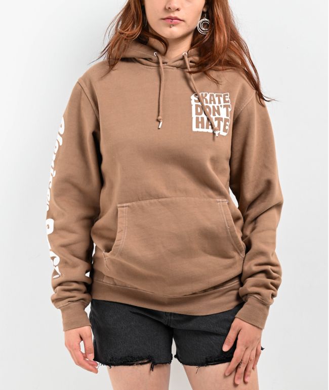 GRLSWIRL Skate Don't Hate Brown Hoodie - thumbnail 2