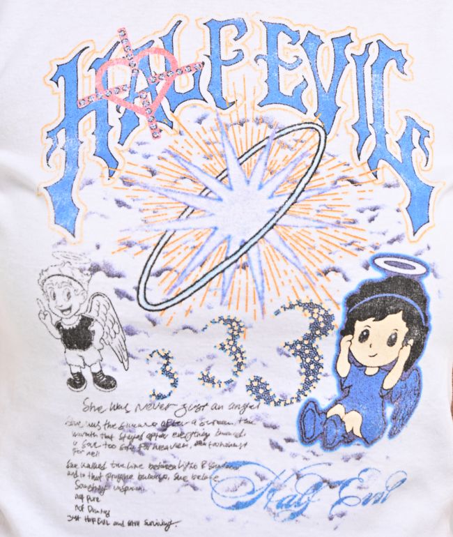 HALF EVIL Angel White Crop T-Shirt - thumbnail 3