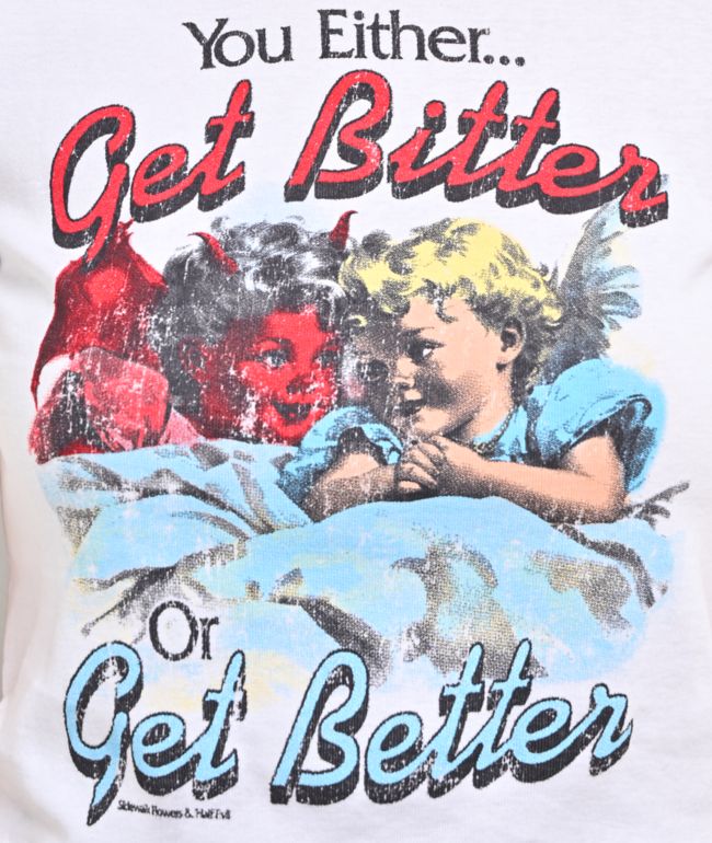 HALF EVIL Bitter Or Better White Crop T-Shirt - thumbnail 3