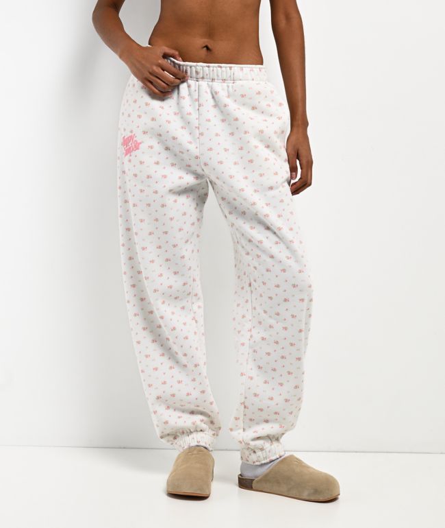 Happy Camp3r Garden Confetti White Sweatpants