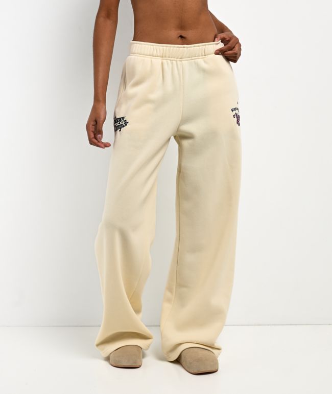 Happy Camp3r The World Is Better Cream Sweatpants