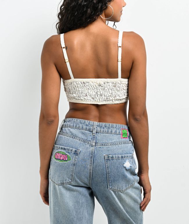 Hesperus Lace Natural Corset Crop Tank Top - thumbnail 2
