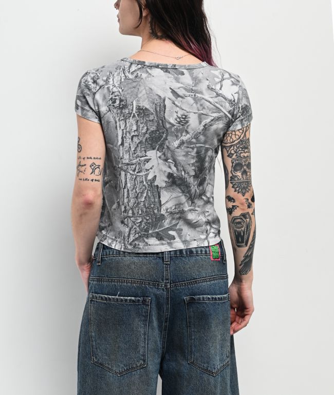 ITA Grey Camo Crop T-Shirt - thumbnail 2