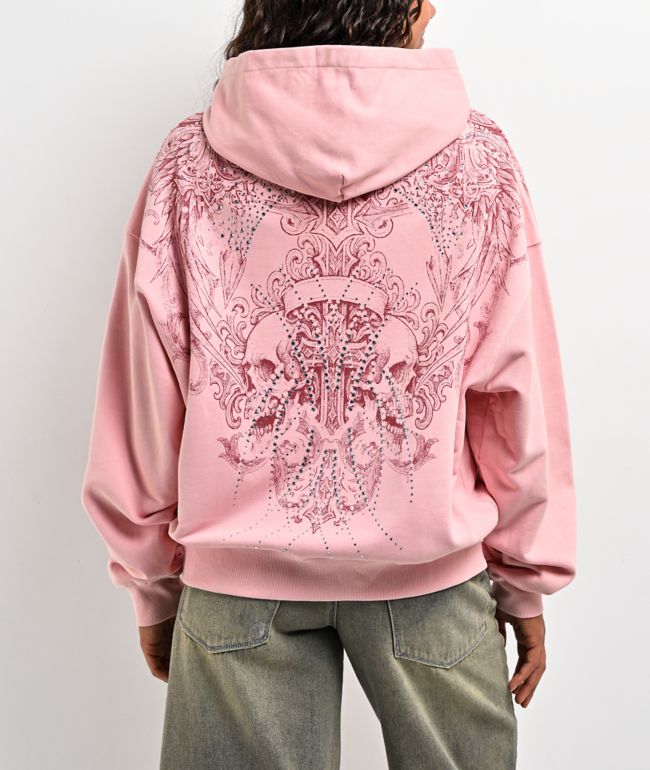 Insomnia Visuals Bonnie Rhinestone Pink Zip Hoodie - thumbnail 2