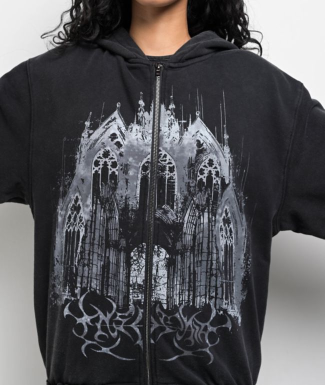 Insomnia Visuals Cathedral Black Wash Zip Hoodie - thumbnail 3