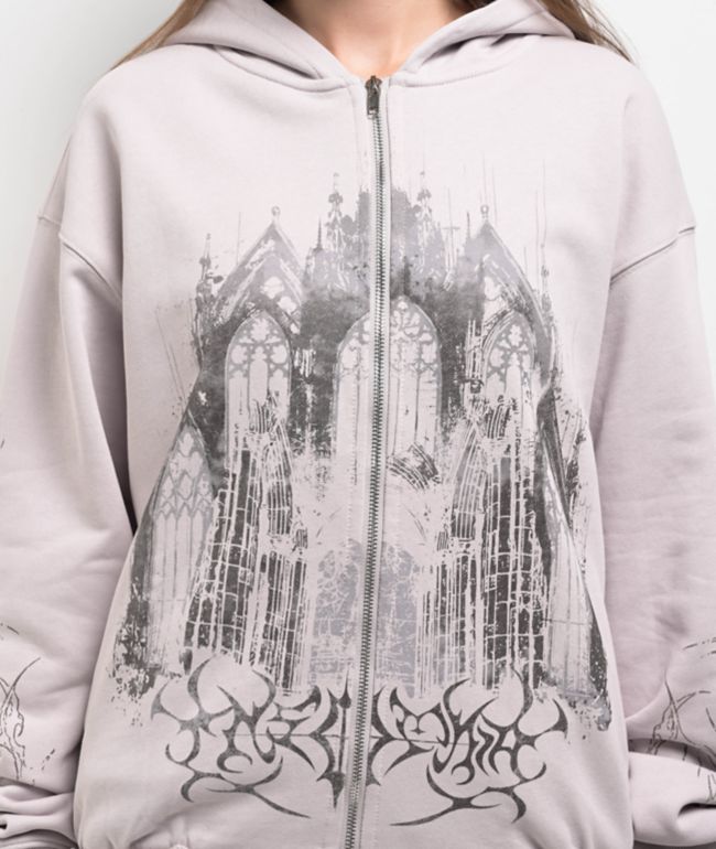 Insomnia Visuals Cathedral Grey Zip Hoodie - thumbnail 3