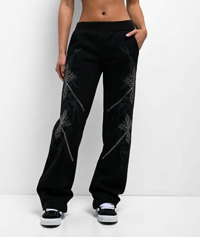 Insomnia Visuals Chains Rhinestone Black Sweatpants