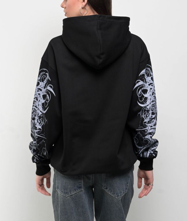 Insomnia Visuals Eclipse Rhinestone Black Zip Hoodie - thumbnail 2