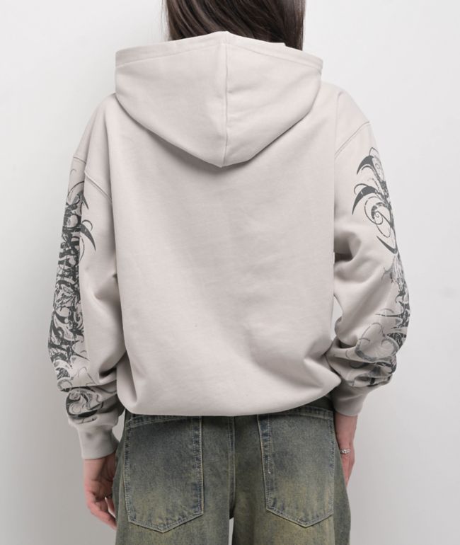 Insomnia Visuals Eclipse Rhinestone Light Grey Zip Hoodie - thumbnail 2