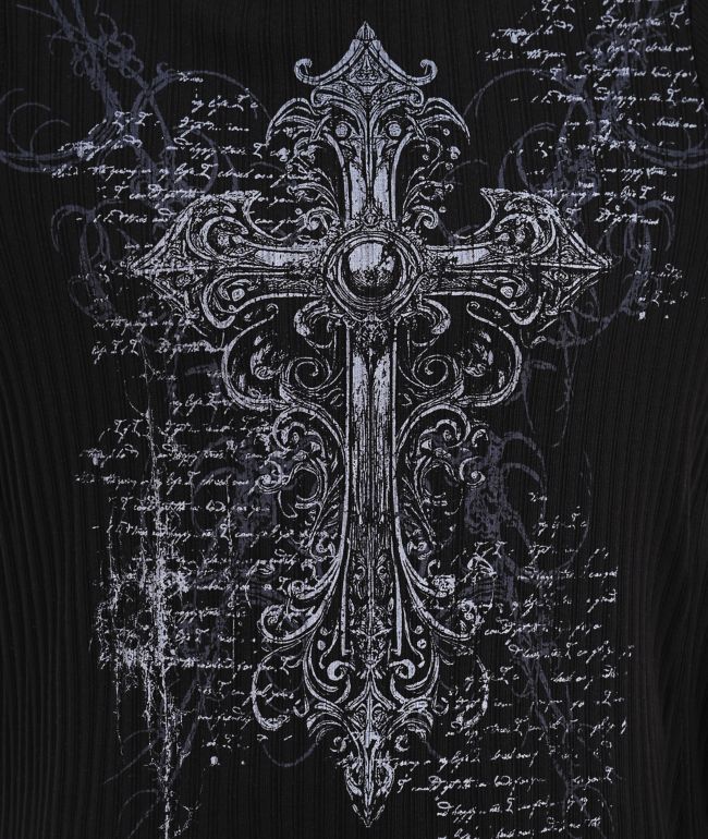 Insomnia Visuals Scripture Ribbed Black Long Sleeve Oversized T-Shirt - thumbnail 3