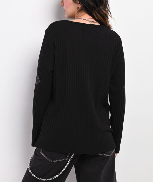 Insomnia Visuals Scripture Ribbed Black Long Sleeve Oversized T-Shirt - thumbnail 2
