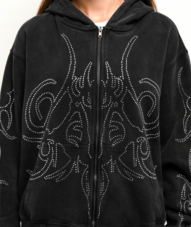 Insomnia Visuals Sigil Rhinestone Black Zip Hoodie - thumbnail 3
