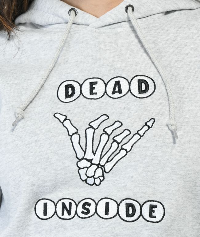 JV by Jac Vanek Dead Inside Heather Grey Crop Hoodie - thumbnail 2