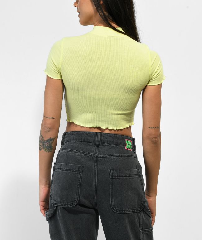 JV by Jac Vanek Flower Yellow Mock Neck Crop Top - thumbnail 3
