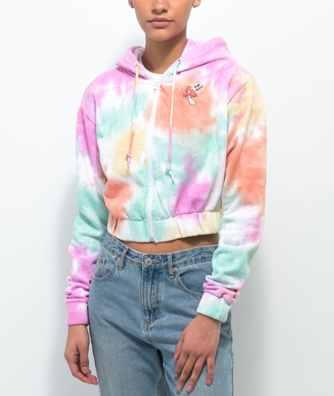 JV by Jac Vanek High There Mushroom Tie Dye Crop Hoodie